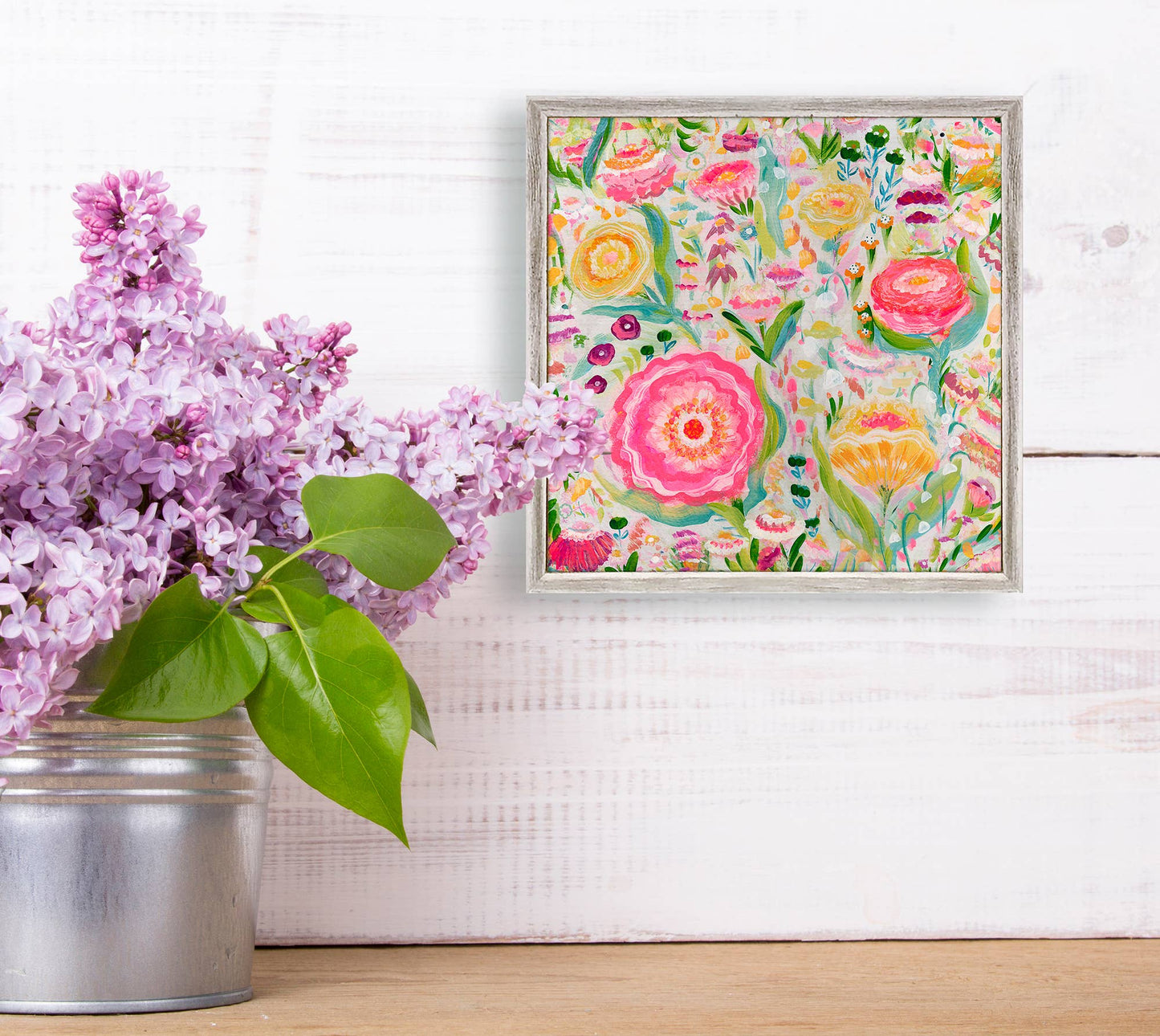 Pink & Yellow Blossoms Mini Framed Canvas