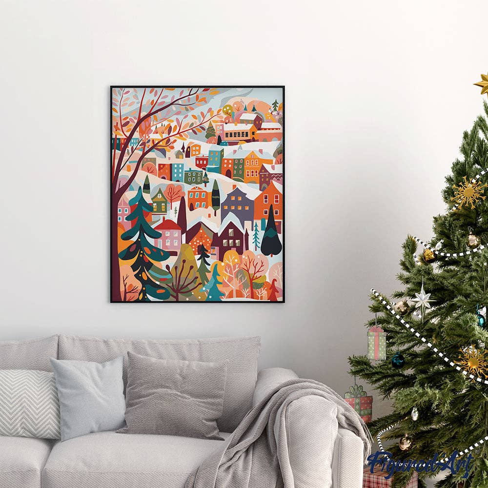 Paint by Numbers rolled - Colorful Winter Village