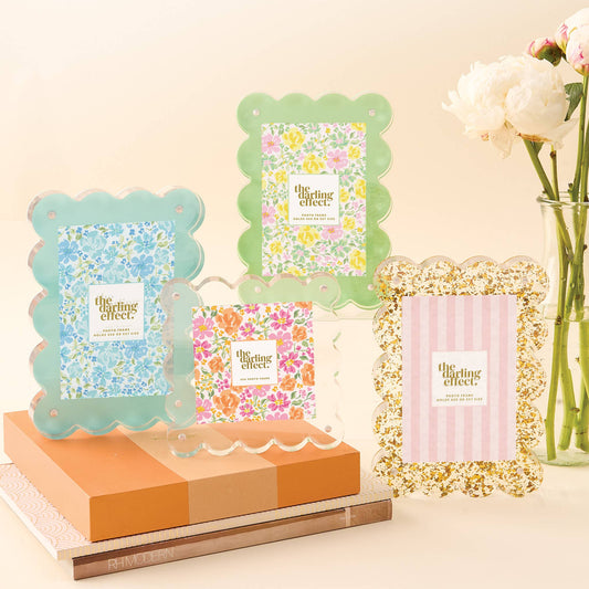Rectangle Scalloped Acrylic Frame-Blue