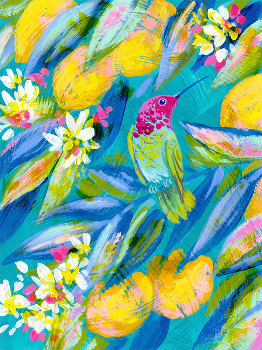 Hummingbird In Turquoise 1 Stretched Canvas