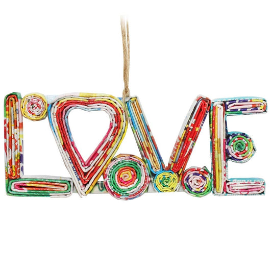 Recycled Magazine Love Ornament