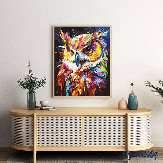 Paint by Numbers rolled - Colorful Abstract Owl