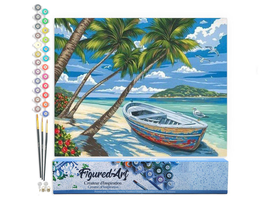 Paint by numbers - Boat under the Coconut trees